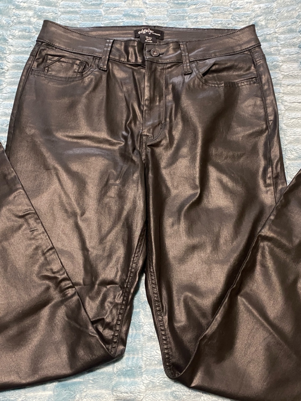 Maurice’s Edgely Black Faux Leather High Rise Straight-Leg Pants Sz 12 Regular